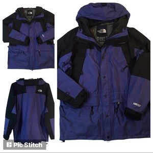Vintage 90’s The North Face Gore-Tex Mountain Parka Jacket Size XL AZTEC BLUE